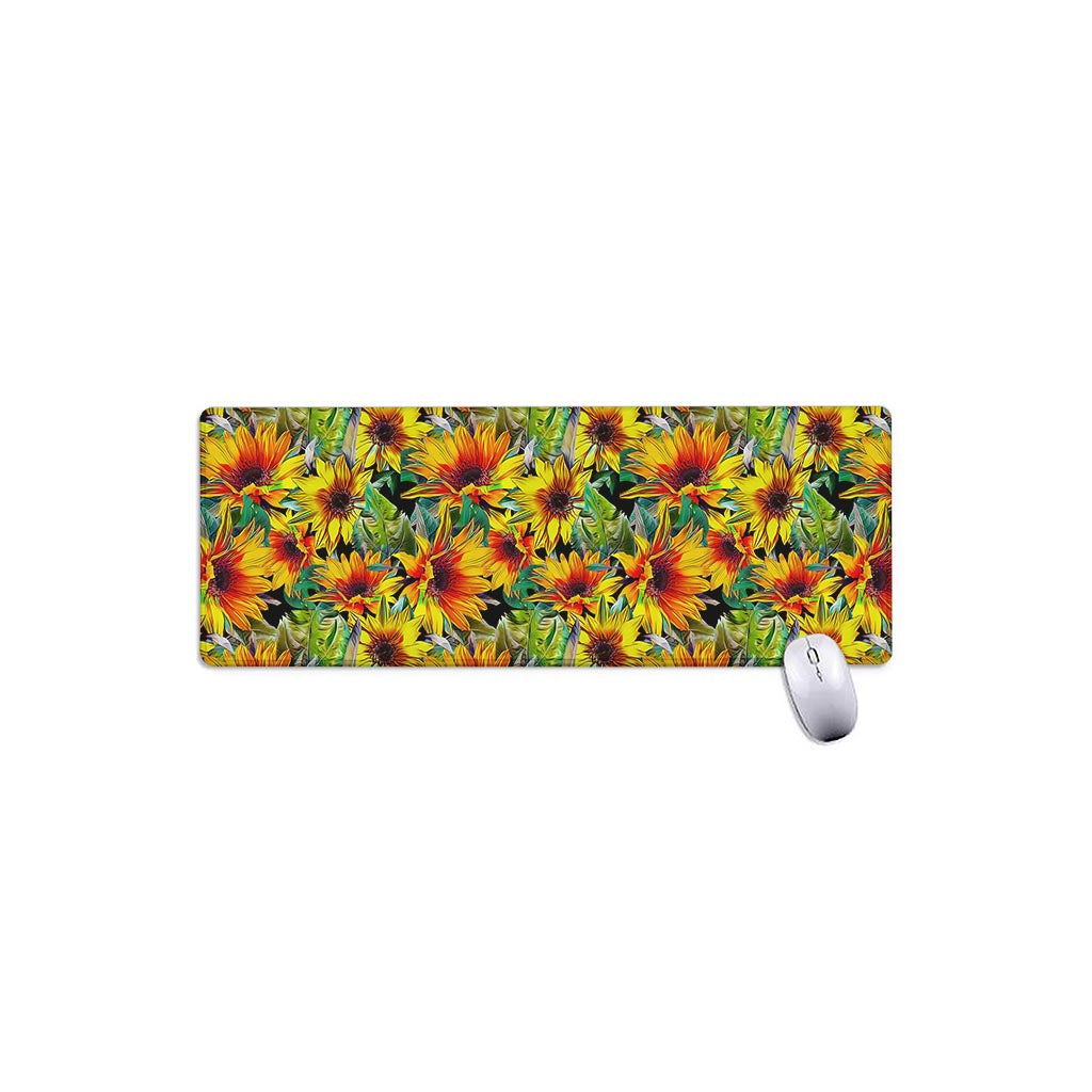 Autumn Sunflower Pattern Print Extended Mouse Pad