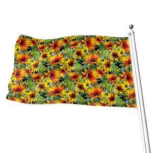 Autumn Sunflower Pattern Print Flag