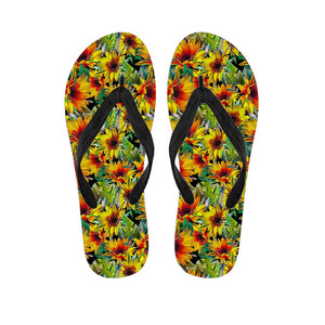 Autumn Sunflower Pattern Print Flip Flops