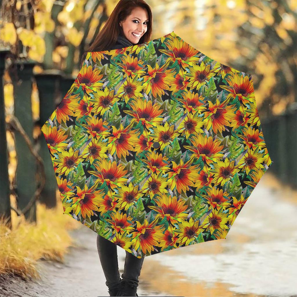 Autumn Sunflower Pattern Print Foldable Umbrella