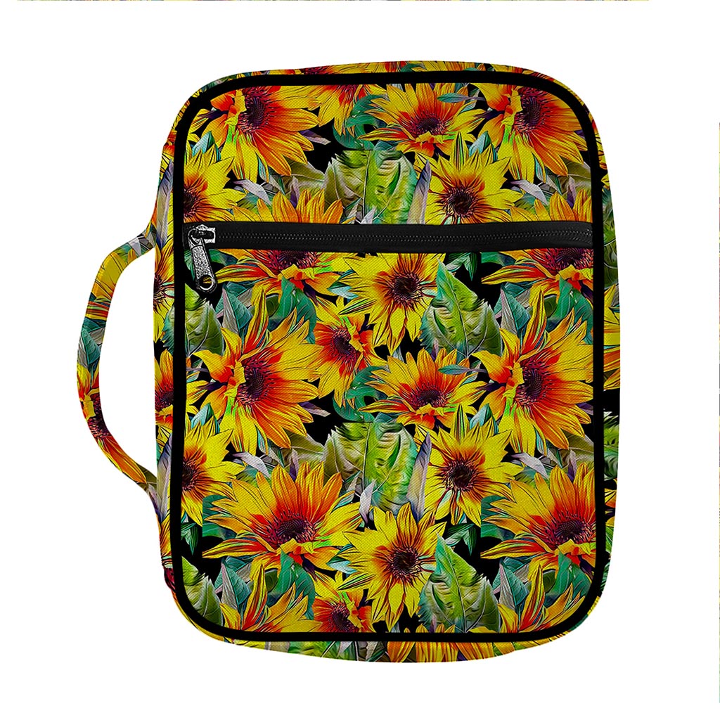 Autumn Sunflower Pattern Print Front Pocket Bible Bag