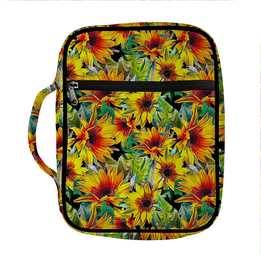 Autumn Sunflower Pattern Print Front Pocket Bible Bag