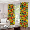 Autumn Sunflower Pattern Print Grommet Curtains