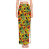 Autumn Sunflower Pattern Print High Slit Maxi Skirt