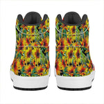 Autumn Sunflower Pattern Print High Top Leather Sneakers