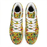Autumn Sunflower Pattern Print High Top Leather Sneakers