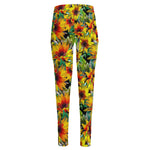 Autumn Sunflower Pattern Print High-Waisted Pocket Leggings