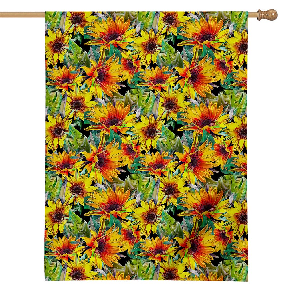 Autumn Sunflower Pattern Print House Flag