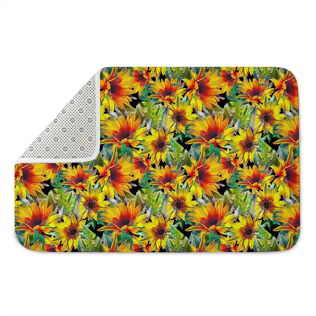 Autumn Sunflower Pattern Print Indoor Door Mat