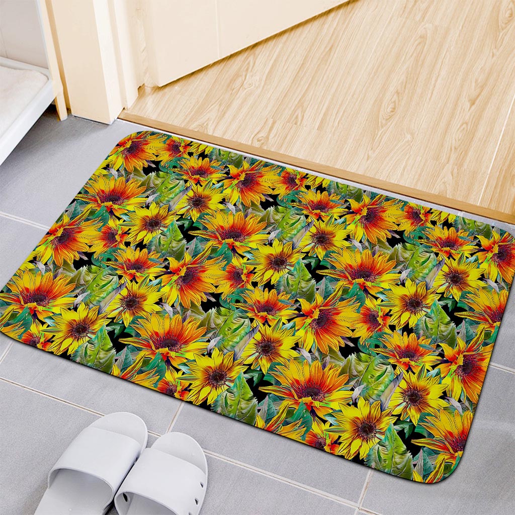 Autumn Sunflower Pattern Print Indoor Door Mat