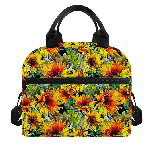 Autumn Sunflower Pattern Print Insulated Lunch Bag