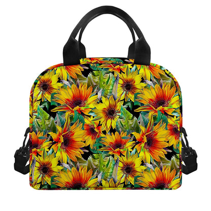 Autumn Sunflower Pattern Print Insulated Lunch Bag