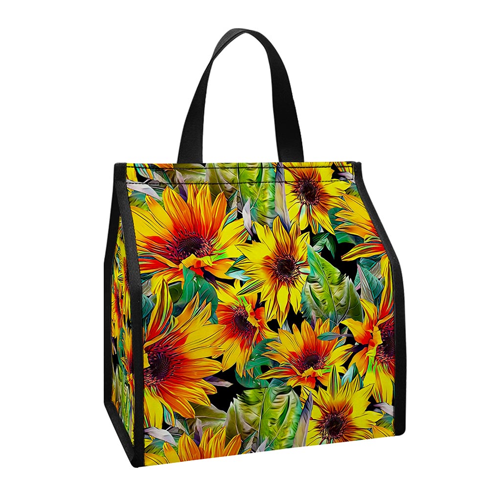 Autumn Sunflower Pattern Print Insulated Lunch Tote
