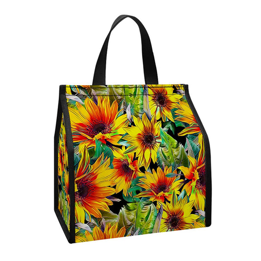 Autumn Sunflower Pattern Print Insulated Lunch Tote