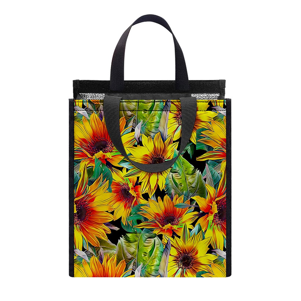 Autumn Sunflower Pattern Print Insulated Lunch Tote