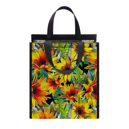 Autumn Sunflower Pattern Print Insulated Lunch Tote