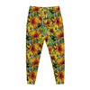 Autumn Sunflower Pattern Print Jogger Pants