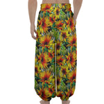 Autumn Sunflower Pattern Print Lantern Pants