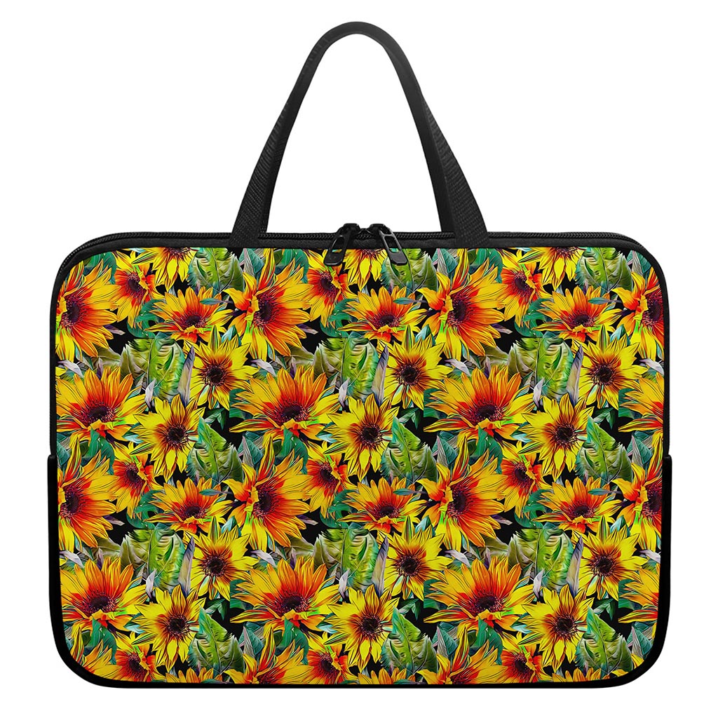 Autumn Sunflower Pattern Print Laptop Sleeve With Handle
