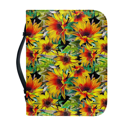 Autumn Sunflower Pattern Print Leather Bible Cover