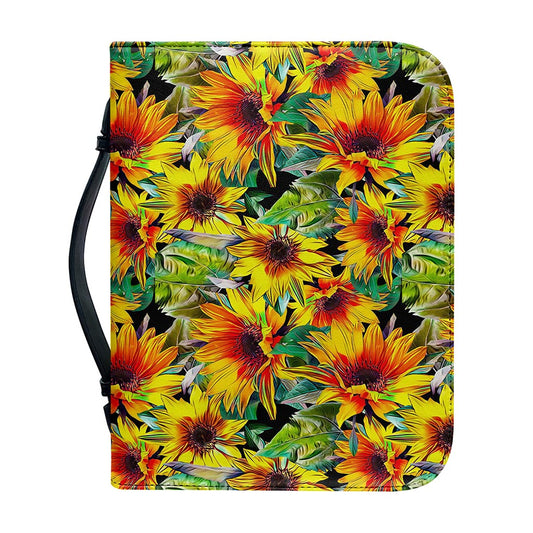 Autumn Sunflower Pattern Print Leather Bible Cover