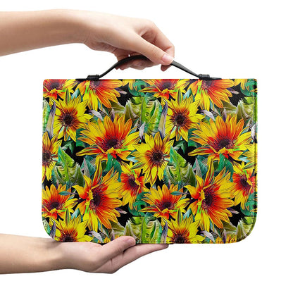 Autumn Sunflower Pattern Print Leather Bible Cover