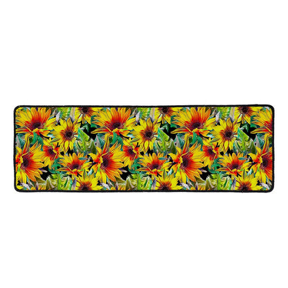 Autumn Sunflower Pattern Print Long Kitchen Mat