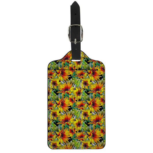Autumn Sunflower Pattern Print Luggage Tag