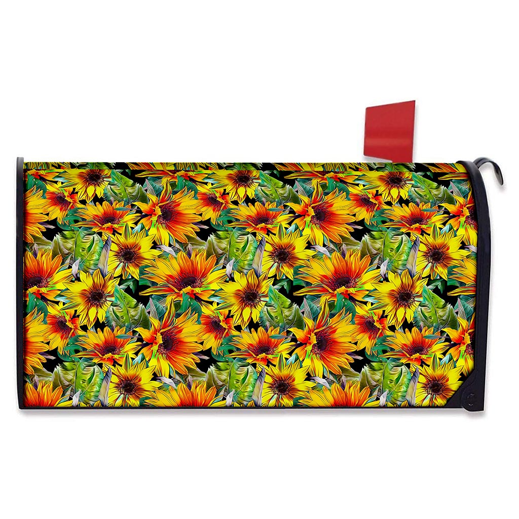 Autumn Sunflower Pattern Print Mailbox Cover
