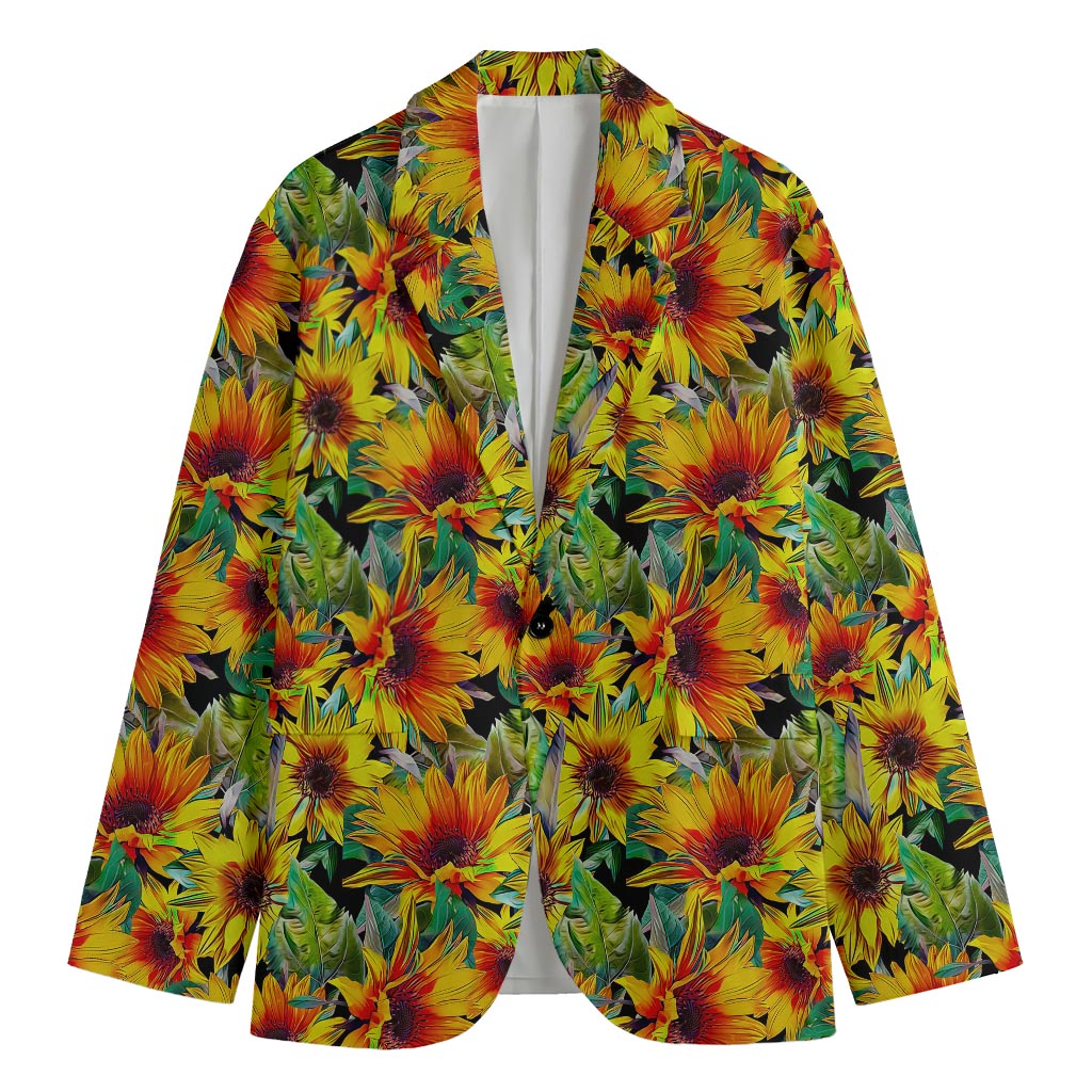 Autumn Sunflower Pattern Print Men's Blazer