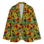 Autumn Sunflower Pattern Print Men's Blazer