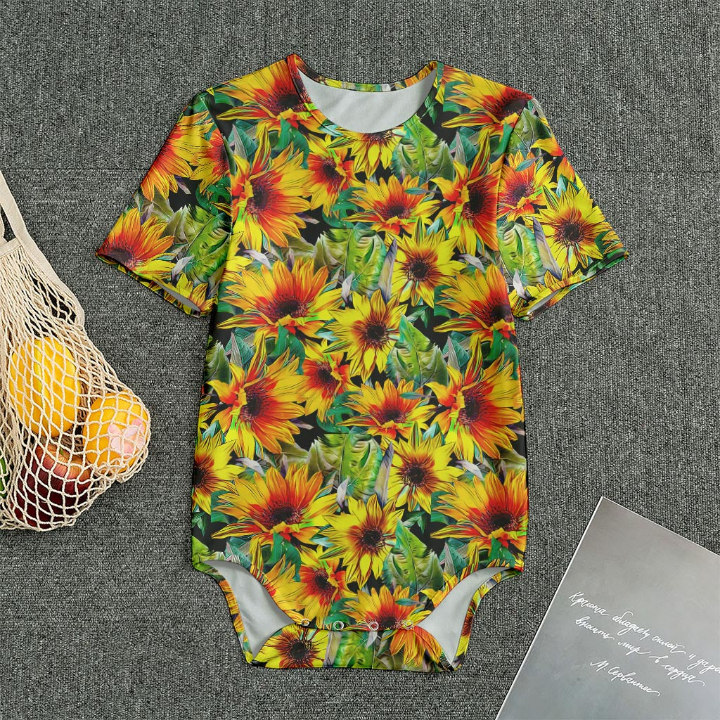 Autumn Sunflower Pattern Print Men's Bodysuit