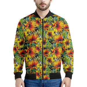 Autumn Sunflower Pattern Print Men's Bomber Jacket