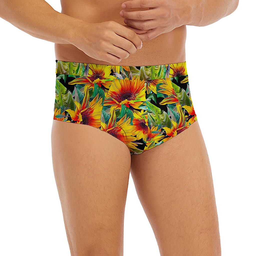 Autumn Sunflower Pattern Print Men's Briefs