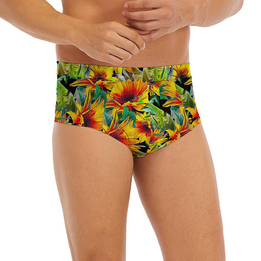 Autumn Sunflower Pattern Print Men's Briefs