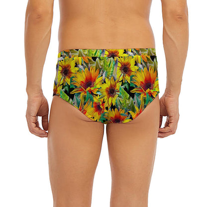Autumn Sunflower Pattern Print Men's Briefs