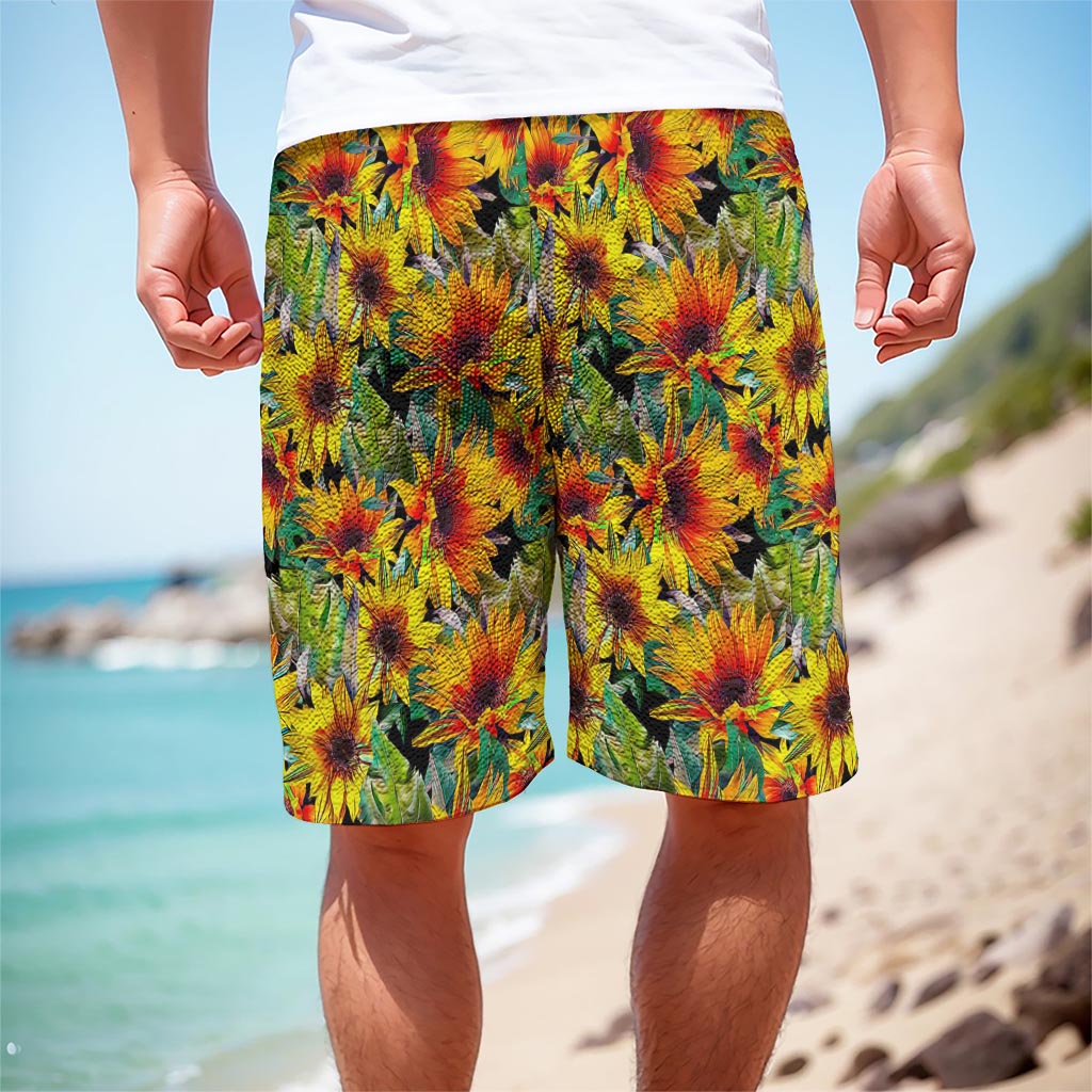 Autumn Sunflower Pattern Print Men's Cargo Shorts