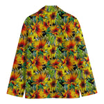 Autumn Sunflower Pattern Print Men's Cotton Blazer