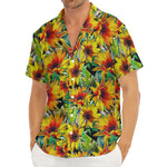 Autumn Sunflower Pattern Print Men's Deep V-Neck Shirt