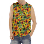 Autumn Sunflower Pattern Print Men's Fitness Tank Top