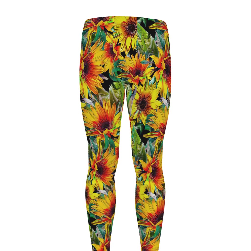 Autumn Sunflower Pattern Print Men's leggings