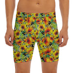 Autumn Sunflower Pattern Print Men's Long Boxer Briefs