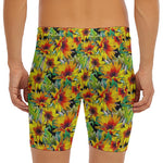 Autumn Sunflower Pattern Print Men's Long Boxer Briefs