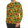 Autumn Sunflower Pattern Print Men's Long Sleeve Rash Guard