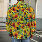 Autumn Sunflower Pattern Print Men's Shirt Jacket