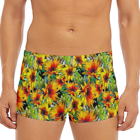 Autumn Sunflower Pattern Print Men's Short Boxer Briefs