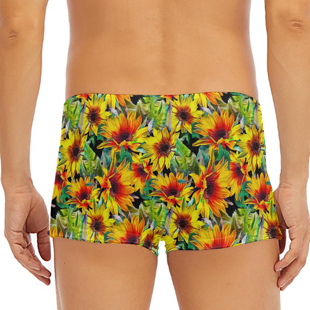 Autumn Sunflower Pattern Print Men's Short Boxer Briefs