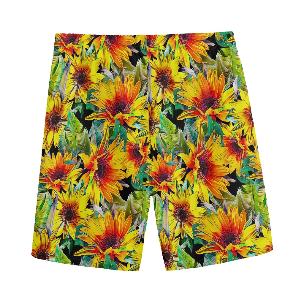 Autumn Sunflower Pattern Print Men's Sports Shorts