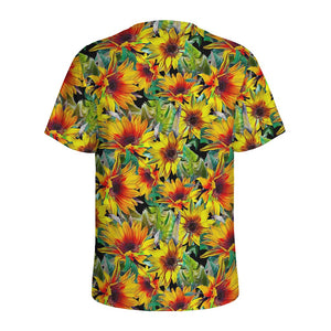 Autumn Sunflower Pattern Print Men's Sports T-Shirt