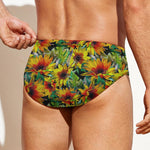 Autumn Sunflower Pattern Print Men's Swim Briefs